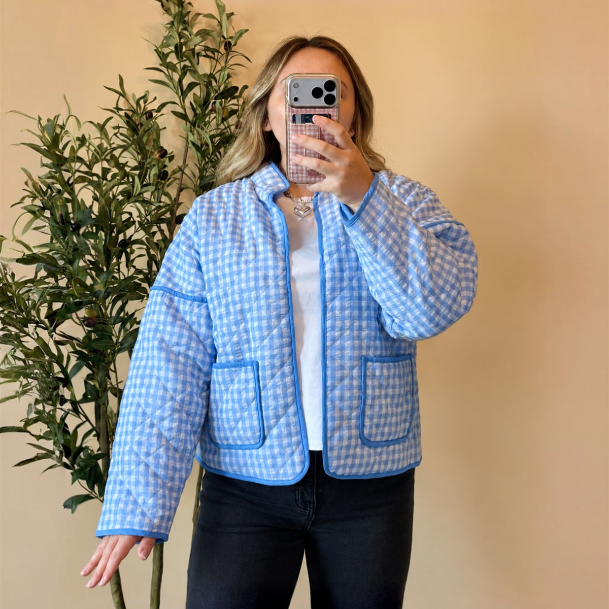 Bluebell Gingham Quilted Jacket