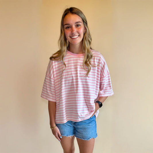Pink Skies Oversized Cropped Tee