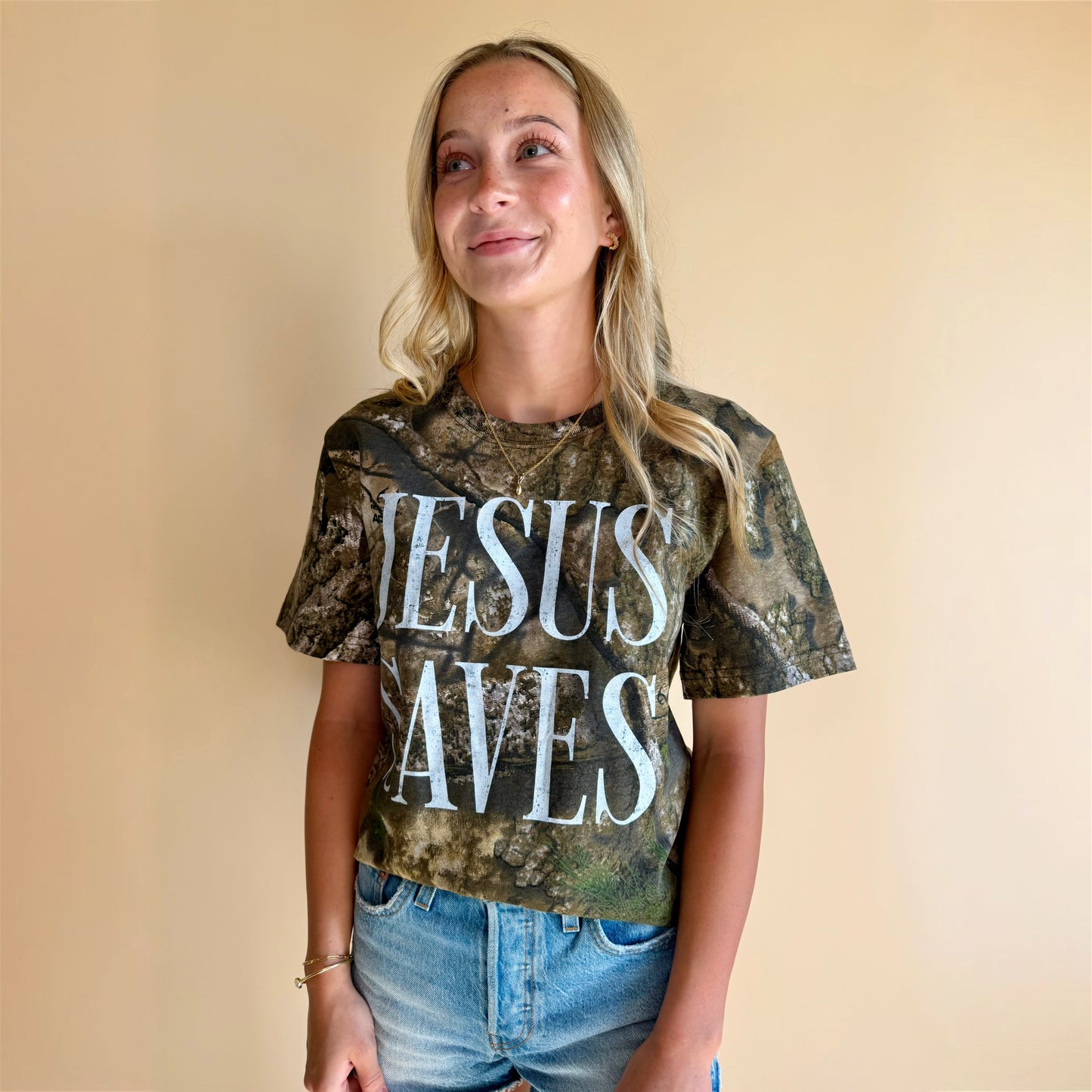 Jesus Saves Camo Tee