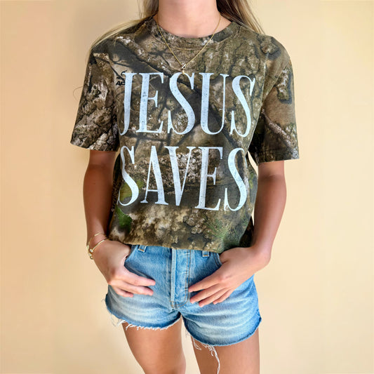 Jesus Saves Camo Tee