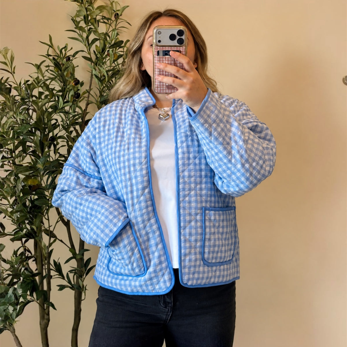 Bluebell Gingham Quilted Jacket