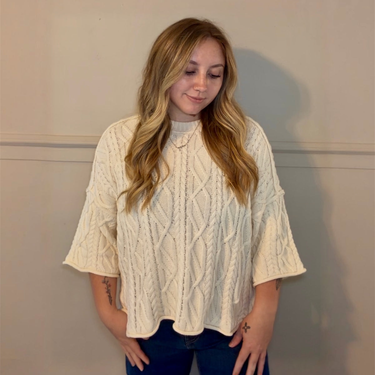 Cozy Days Oversized Bell Sleeve Cable Knit Sweater